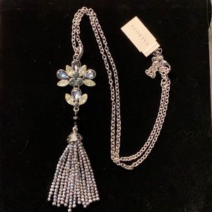 Talbots Smoky Gray & Silver Long Necklace NWT HOLD